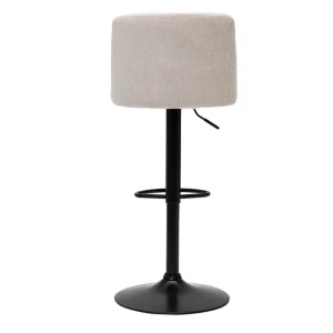 Tabourets De Bar Réglables En Tissu Effet Velours Texturé Beige Et Métal Noir (lot De 2) MONTI 18