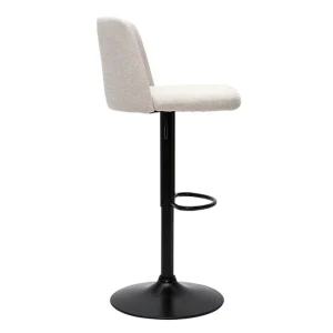 Tabourets De Bar Réglables En Tissu Effet Velours Texturé Beige Et Métal Noir (lot De 2) MONTI 16