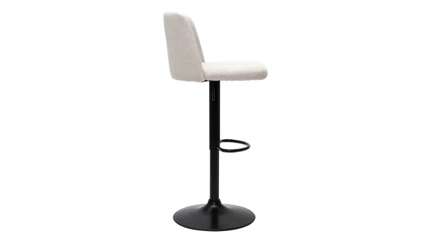 Tabourets De Bar Réglables En Tissu Effet Velours Texturé Beige Et Métal Noir (lot De 2) MONTI 5