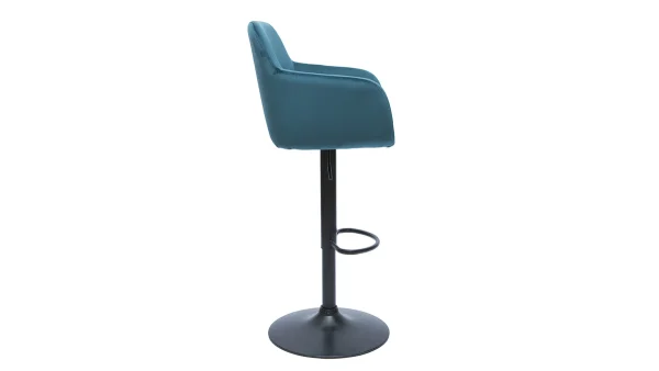 Tabourets De Bar Réglables En Tissu Velours Bleu Pétrole Et Métal Noir (lot De 2) AMIKA Acheter Maintenant 5