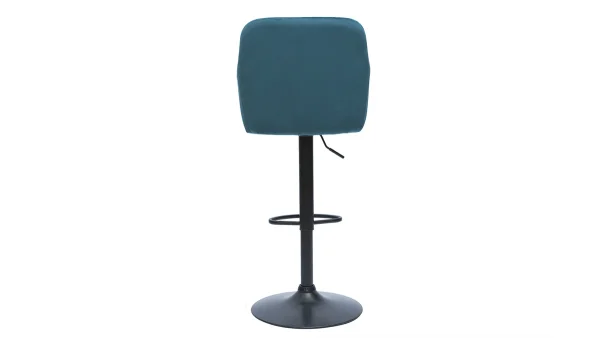 Tabourets De Bar Réglables En Tissu Velours Bleu Pétrole Et Métal Noir (lot De 2) AMIKA 6