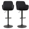 Tabourets De Bar Réglables En Velours Noir Et Métal (lot De 2) AMIKA 20