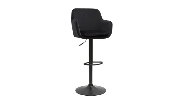 Tabourets De Bar Réglables En Velours Noir Et Métal (lot De 2) AMIKA 4