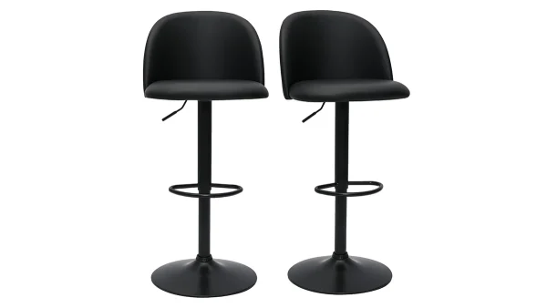 Tabourets De Bar Réglables Polyuréthane Noir Et Métal Noir (lot De 2) CELESTE meilleur service 1