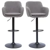 marque pas cher Tabourets De Bar Réglables Tissu Effet Velours Gris Et Métal (lot De 2) AMIKA 20