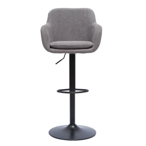 marque pas cher Tabourets De Bar Réglables Tissu Effet Velours Gris Et Métal (lot De 2) AMIKA 11