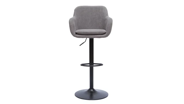 marque pas cher Tabourets De Bar Réglables Tissu Effet Velours Gris Et Métal (lot De 2) AMIKA 3