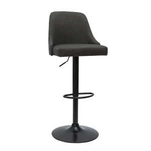 Tabourets De Bar Réglables Tissu Gris Foncé Et Métal Noir (lot De 2) HASTA 13