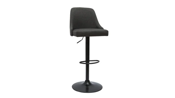 Tabourets De Bar Réglables Tissu Gris Foncé Et Métal Noir (lot De 2) HASTA 4