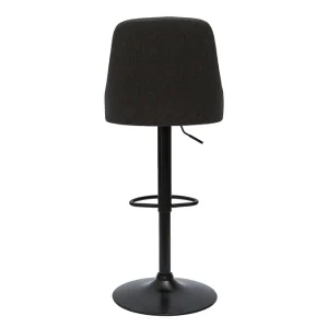 Tabourets De Bar Réglables Tissu Gris Foncé Et Métal Noir (lot De 2) HASTA 17