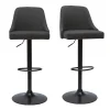 en france Tabourets De Bar Réglables Tissu Gris Foncé Et Métal Noir (lot De 2) HASTA 32