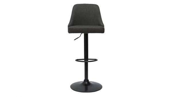 Tabourets De Bar Réglables Tissu Gris Foncé Et Métal Noir (lot De 2) HASTA 3