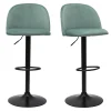 Retour Facile et Gratuit Tabourets De Bar Réglables Velours Vert Céladon Et Métal Noir (lot De 2) CELESTE 25