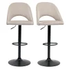 Tabourets De Bar Relevables En Velours Taupe Et Métal Noir (lot De 2) COSETTE 22