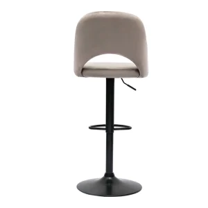 Nouvelle Collection Tabourets De Bar Relevables En Velours Taupe Et Métal Noir (lot De 2) COSETTE 18