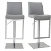 Tabourets De Bar Relevables Gris Et Acier Chromé (lot De 2) KYLE magasin en ligne france 23