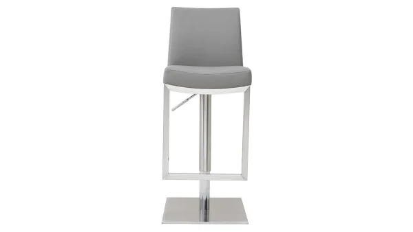 Tabourets De Bar Relevables Gris Et Acier Chromé (lot De 2) KYLE 3