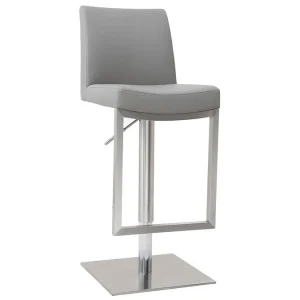 Tabourets De Bar Relevables Gris Et Acier Chromé (lot De 2) KYLE 13