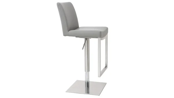 Tabourets De Bar Relevables Gris Et Acier Chromé (lot De 2) KYLE 5