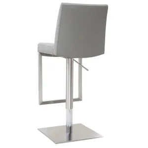 Tabourets De Bar Relevables Gris Et Acier Chromé (lot De 2) KYLE 17