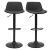 Tabourets De Bar Relevables Polyuréthane Et Métal Noir (lot De 2) NONIE pas cher en ligne 25