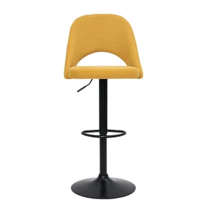 en ligne vente Tabourets De Bar Relevables Tissu Effet Velours Texturé Jaune Et Métal Noir (lot De 2) COSETTE 12