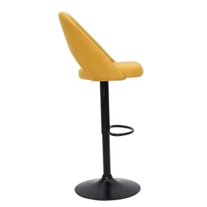 en ligne vente Tabourets De Bar Relevables Tissu Effet Velours Texturé Jaune Et Métal Noir (lot De 2) COSETTE 16