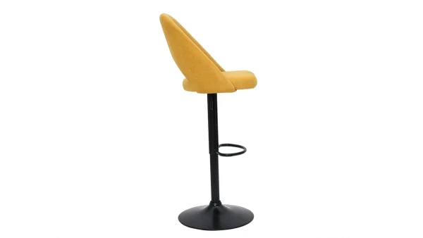 en ligne vente Tabourets De Bar Relevables Tissu Effet Velours Texturé Jaune Et Métal Noir (lot De 2) COSETTE 5