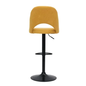 Tabourets De Bar Relevables Tissu Effet Velours Texturé Jaune Et Métal Noir (lot De 2) COSETTE 18