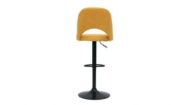 en ligne vente Tabourets De Bar Relevables Tissu Effet Velours Texturé Jaune Et Métal Noir (lot De 2) COSETTE 6