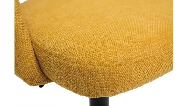 Tabourets De Bar Relevables Tissu Effet Velours Texturé Jaune Et Métal Noir (lot De 2) COSETTE 7