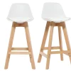 Tabourets De Bar Scandinaves Blanc Et Bois 65 Cm (lot De 2) MINI PAULINE 23