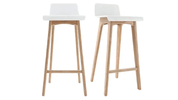 Tabourets De Bar Scandinaves Blancs Et Bois Clair H75 Cm (lot De 2) BALTIK 1