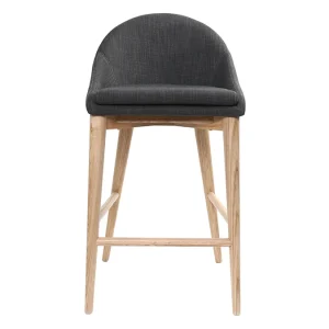 Tabourets De Bar Scandinaves En Tissu Gris Anthracite Et Frêne Massif H66 Cm (lot De 2) DALIA 10