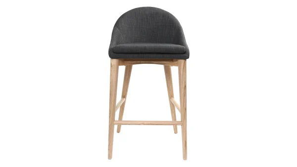 Tabourets De Bar Scandinaves En Tissu Gris Anthracite Et Frêne Massif H66 Cm (lot De 2) DALIA 3