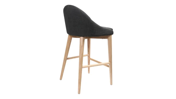 Tabourets De Bar Scandinaves En Tissu Gris Anthracite Et Frêne Massif H66 Cm (lot De 2) DALIA 5