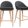 Tabourets De Bar Scandinaves En Tissu Gris Anthracite Et Frêne Massif H66 Cm (lot De 2) DALIA 28