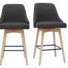 Large choix en ligne Tabourets De Bar Scandinaves En Tissu Gris Foncé Et Bois Hêtre Massif H65 Cm (lot De 2) HASTA 20