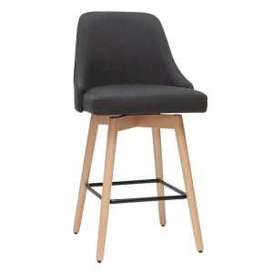 Large choix en ligne Tabourets De Bar Scandinaves En Tissu Gris Foncé Et Bois Hêtre Massif H65 Cm (lot De 2) HASTA 13