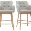 Tabourets De Bar Scandinaves Gris Clair Et Bois H65 Cm (lot De 2) BALTIK 26