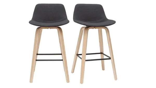 Tabourets De Bar Scandinaves Gris Foncé H65 Cm (lot De 2) NONIE 1