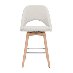 Tabourets De Bar Scandinaves Tissu Effet Velours Texturé Beige Et Hévéa Massif 65 Cm (lot De 2) COSETTE Service Clients Dédié 12