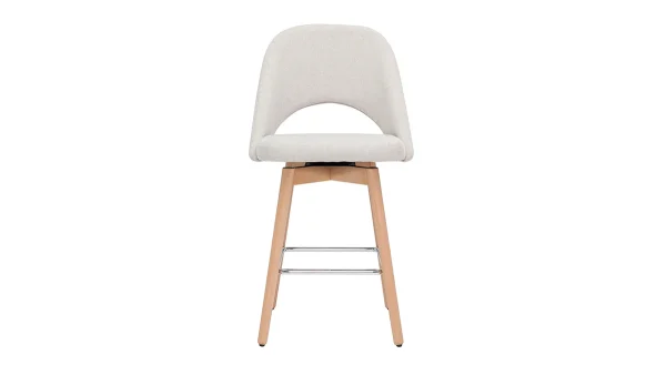 Tabourets De Bar Scandinaves Tissu Effet Velours Texturé Beige Et Hévéa Massif 65 Cm (lot De 2) COSETTE Service Clients Dédié 3