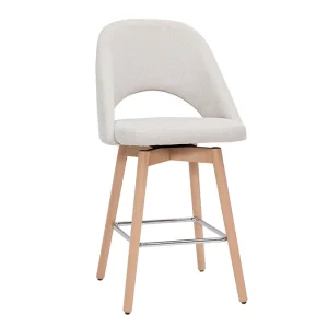 Tabourets De Bar Scandinaves Tissu Effet Velours Texturé Beige Et Hévéa Massif 65 Cm (lot De 2) COSETTE Service Clients Dédié 14