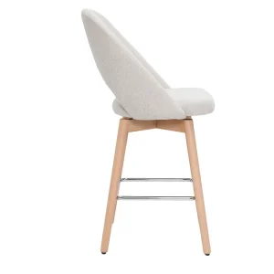 Tabourets De Bar Scandinaves Tissu Effet Velours Texturé Beige Et Hévéa Massif 65 Cm (lot De 2) COSETTE Service Clients Dédié 16