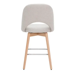 Tabourets De Bar Scandinaves Tissu Effet Velours Texturé Beige Et Hévéa Massif 65 Cm (lot De 2) COSETTE 18