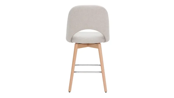 Tabourets De Bar Scandinaves Tissu Effet Velours Texturé Beige Et Hévéa Massif 65 Cm (lot De 2) COSETTE Service Clients Dédié 6