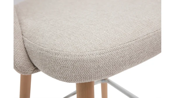 Tabourets De Bar Scandinaves Tissu Effet Velours Texturé Beige Et Hévéa Massif 65 Cm (lot De 2) COSETTE Service Clients Dédié 7