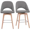 Tabourets De Bar Scandinaves Tissu Effet Velours Texturé Gris Et Hévéa Massif 65 Cm (lot De 2) COSETTE 25