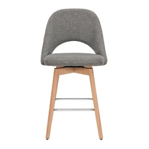 Tabourets De Bar Scandinaves Tissu Effet Velours Texturé Gris Et Hévéa Massif 65 Cm (lot De 2) COSETTE 11